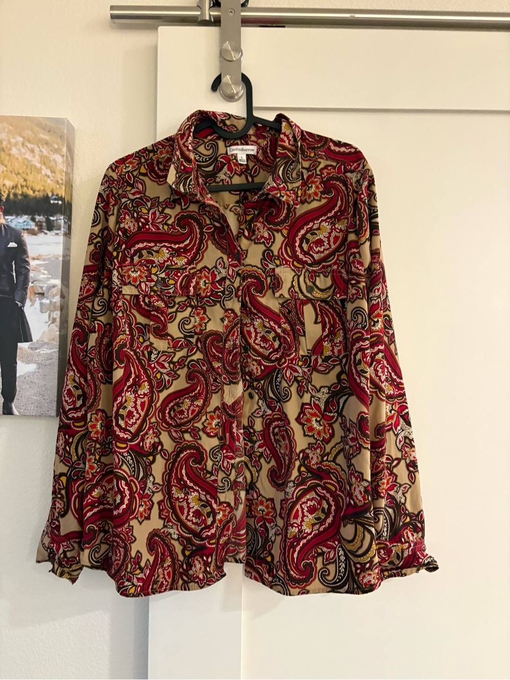 croft & barrow Red Paisley Button-Up Blouse